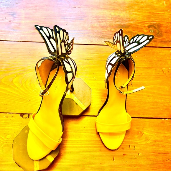 Stiletto high heels black and yellow with a butterfly STATEMENT shoes - Picture 6 of 13